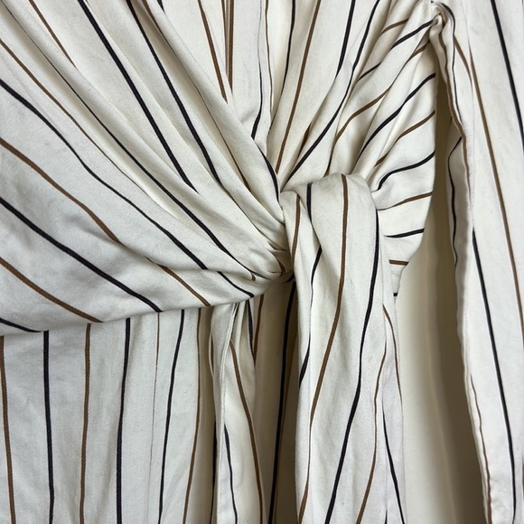 Zara Cotton Poplin Striped Bow Long Sleeve Tunic Top - Picture 8 of 15